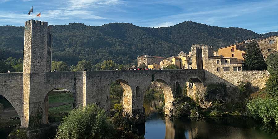 Besalu Bridge in sunshine